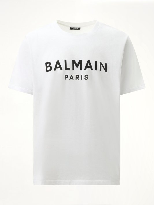 Balmain Print Reg Fit T-Shirt in White/Black