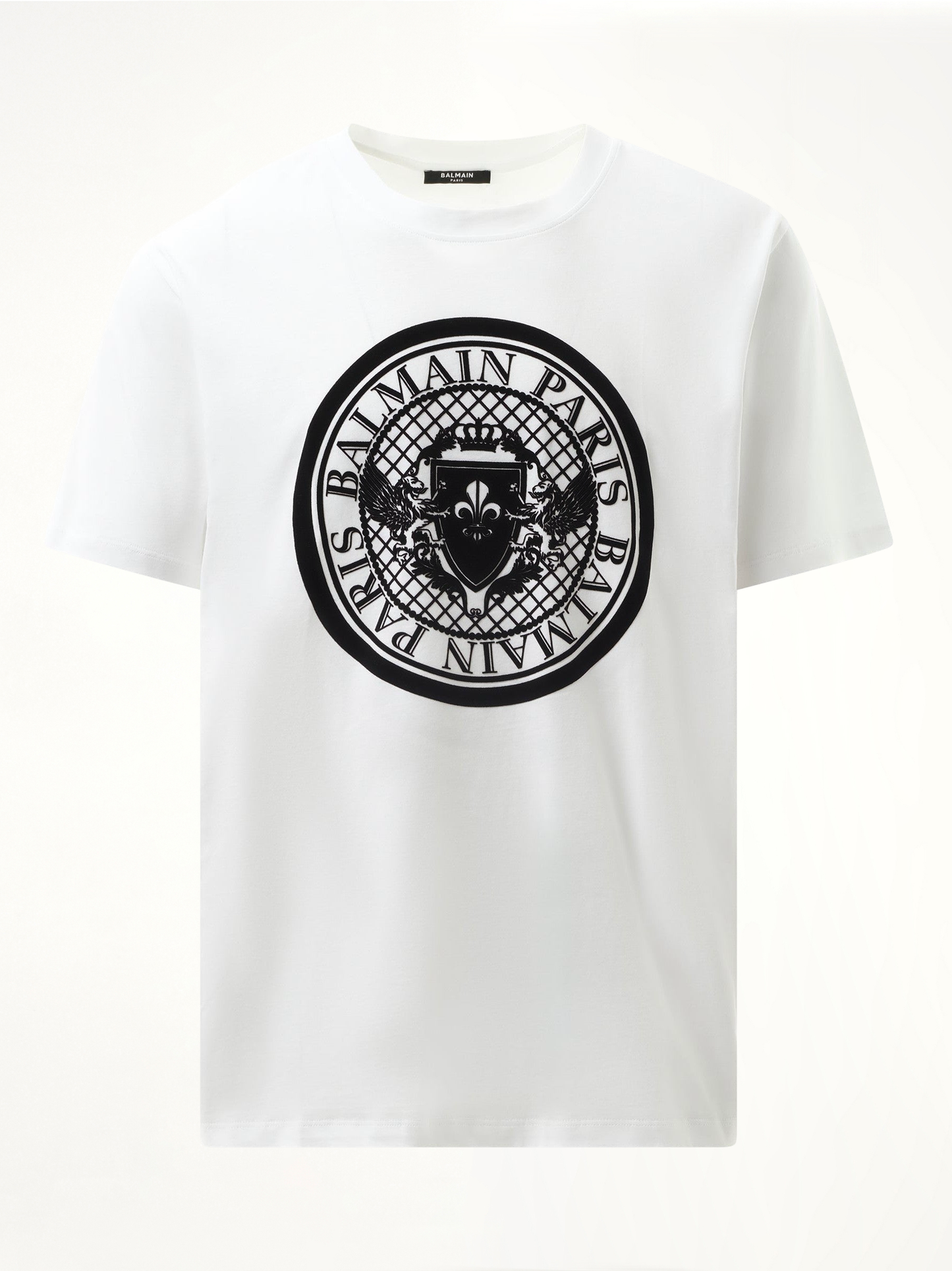 Coin Flock Reg Fit T-Shirt in White/Black