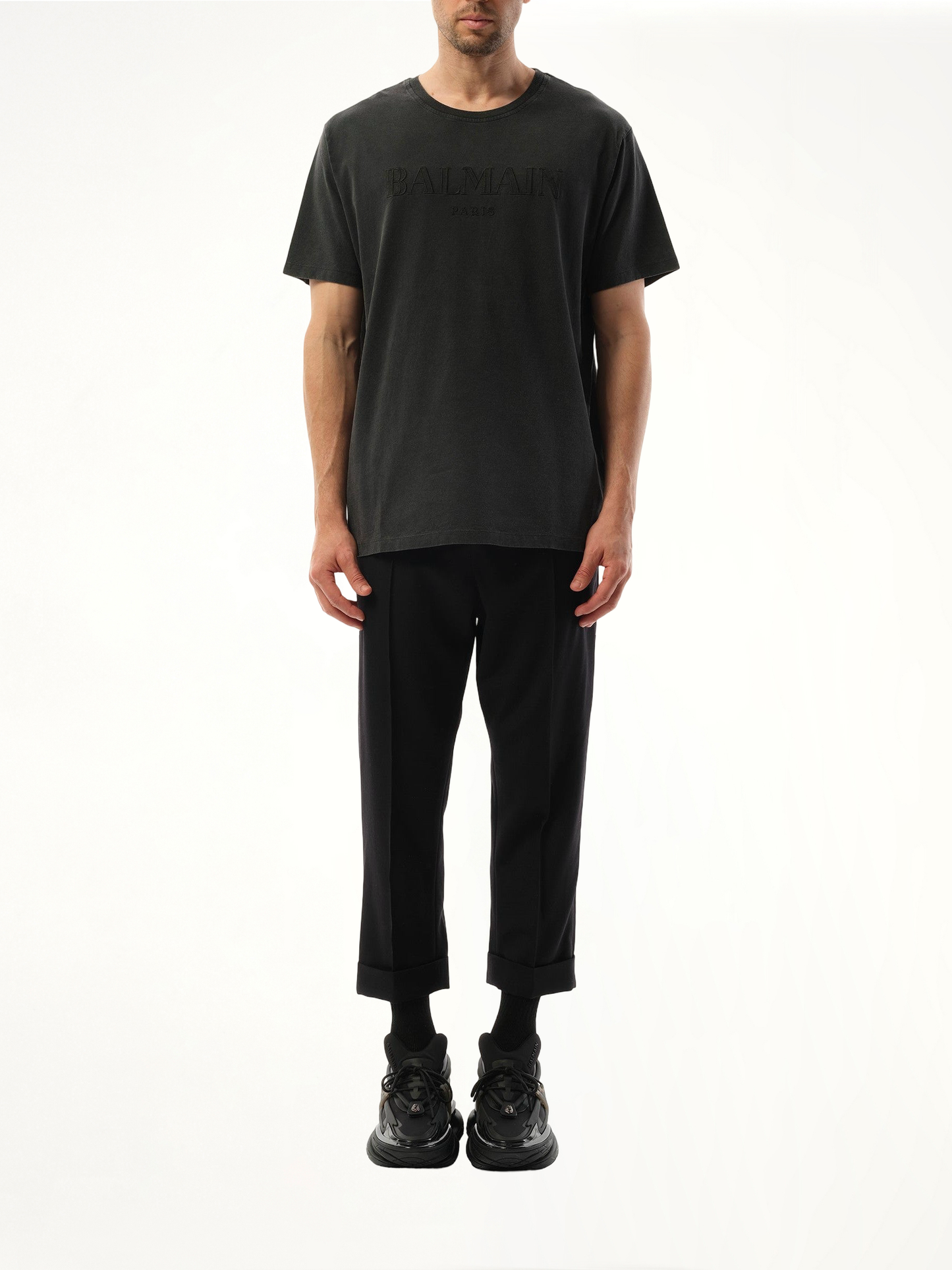 Balmain Vintage Emb T-Shirt in Grey