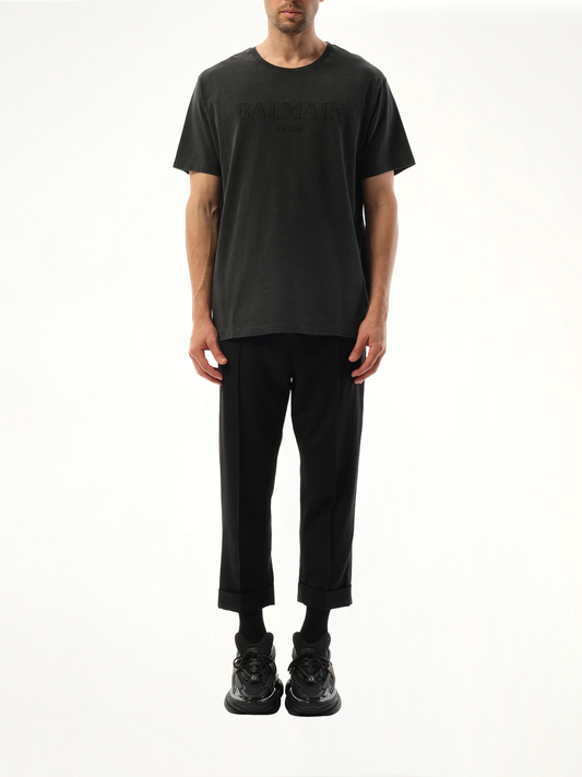 Balmain Vintage Emb T-Shirt in Grey