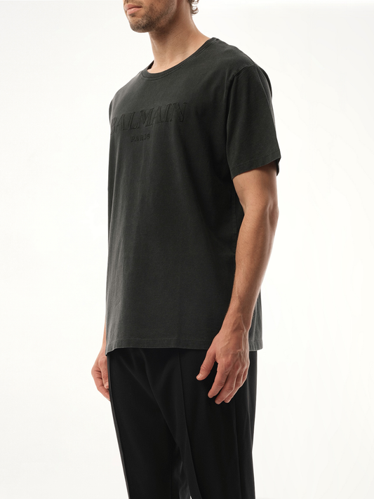 Balmain Vintage Emb T-Shirt in Grey