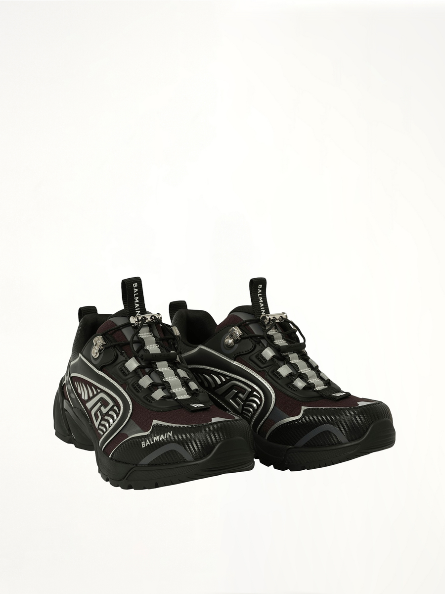Cosmic Dust Sneaker in Black/Silver Front View | BALMAIN