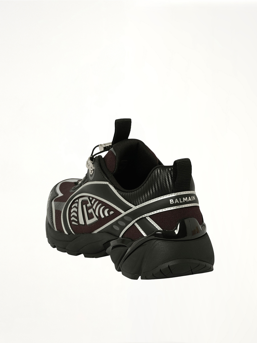 Cosmic Dust Sneaker in Black/Silver Back View | BALMAIN