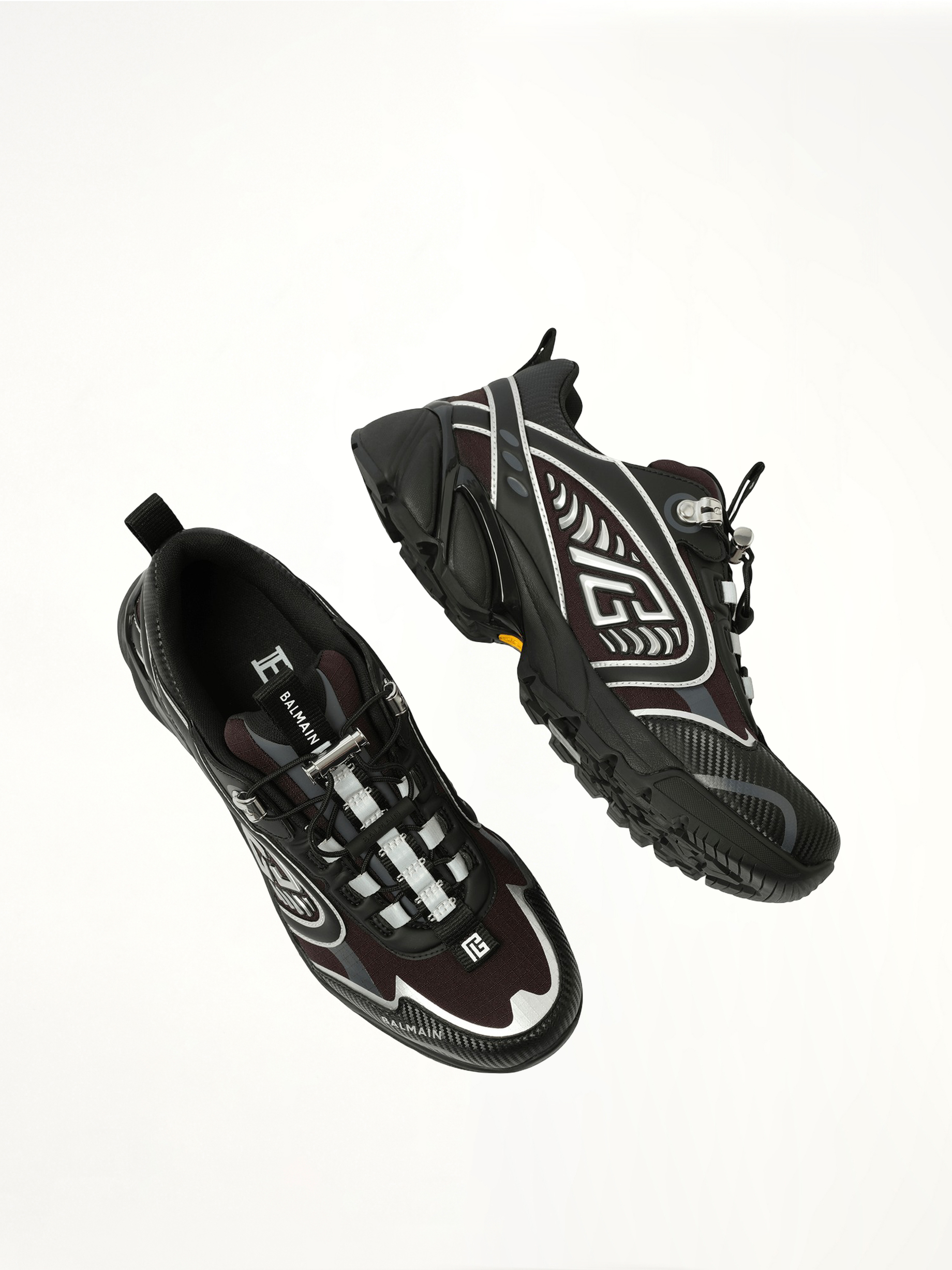Cosmic Dust Sneaker in Black/Silver Top View | BALMAIN