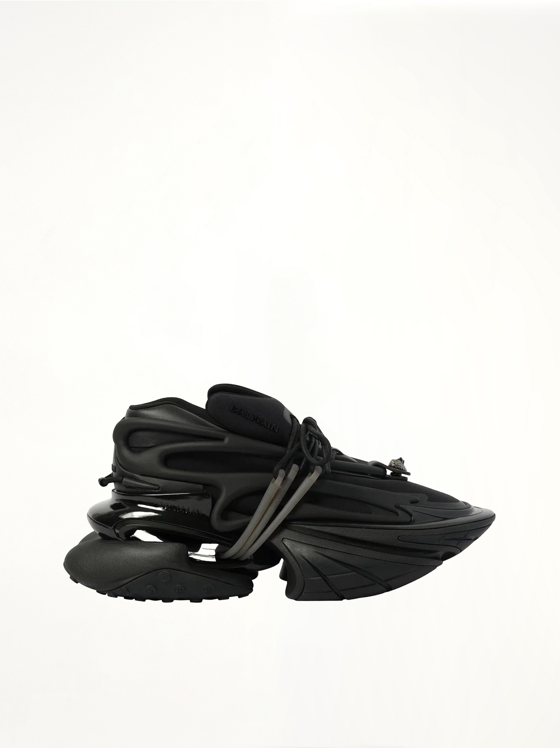 Unicorn Low Neoprene Sneaker in Black Side View | BALMAIN