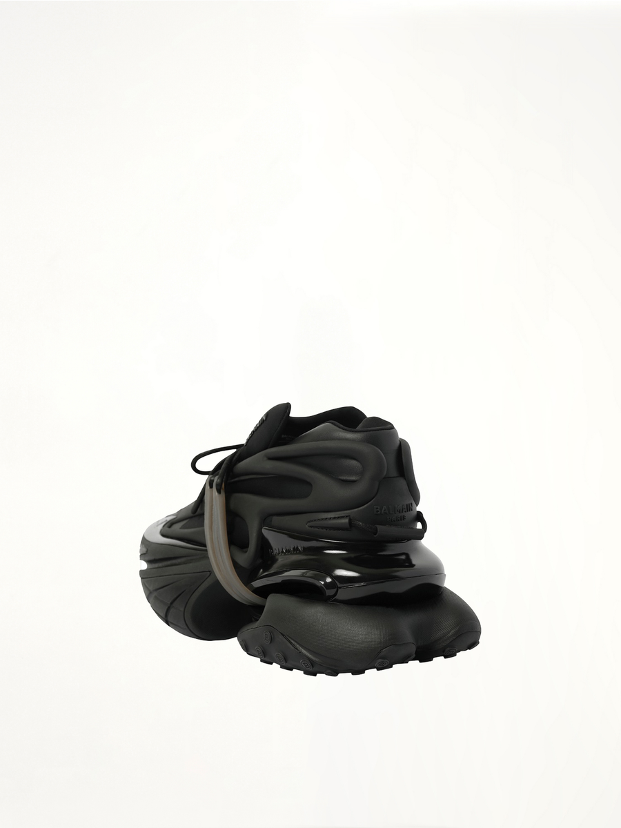 Unicorn Low Neoprene Sneaker in Black Back View | BALMAIN