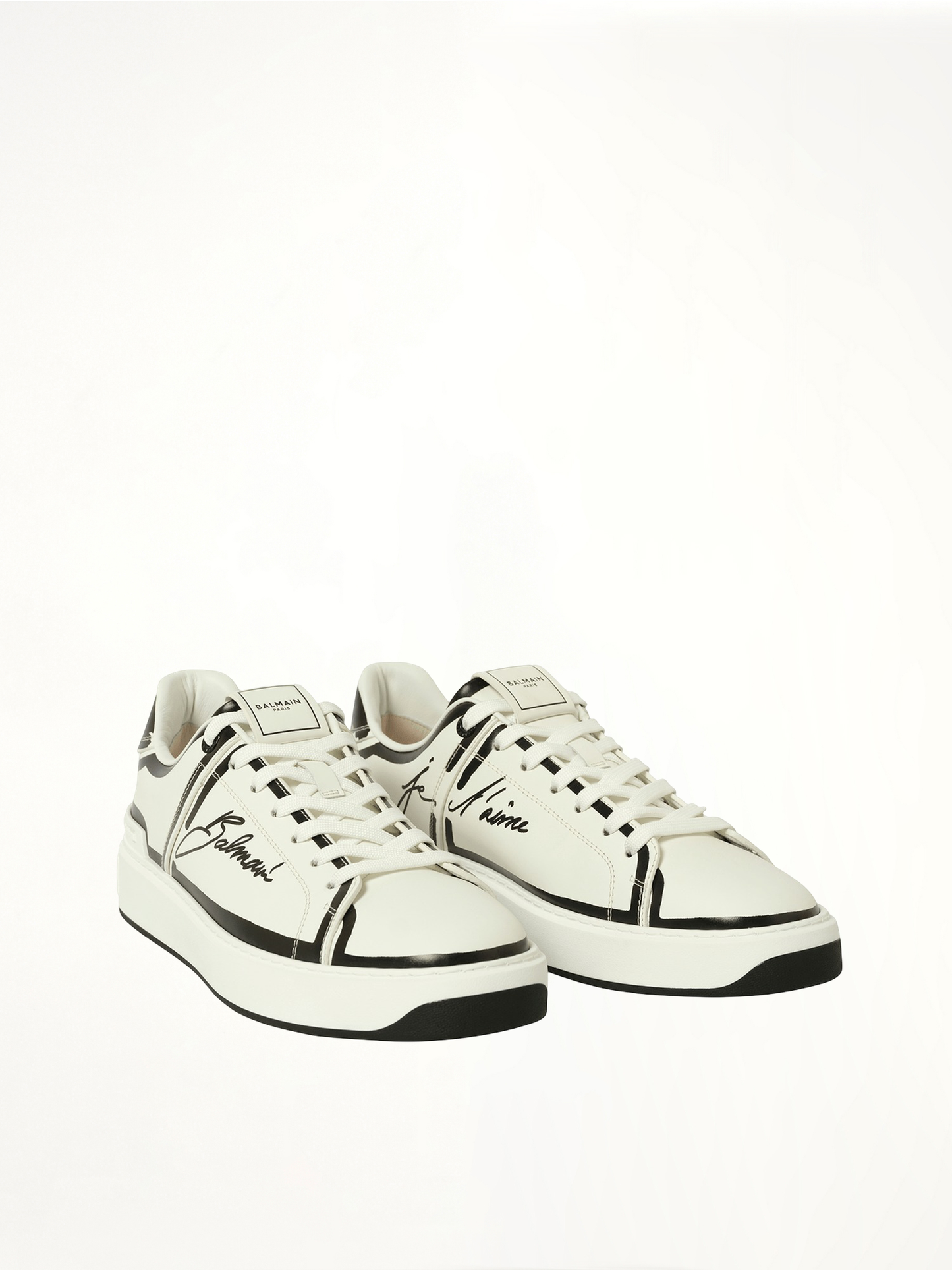 B-Court-Printed Balmain Sneaker in White/Black