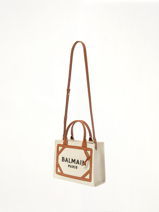 B-Army Small Canvas  Shopper Bag in Natural/Brown
