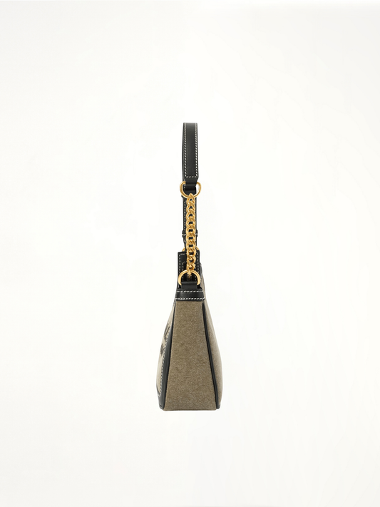 B-Army Shoulder Canvas Bag in Khaki/Black