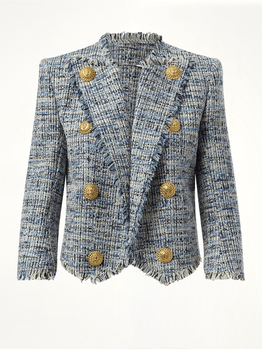 Side To Side Tweed Spencer Jacket in Blue