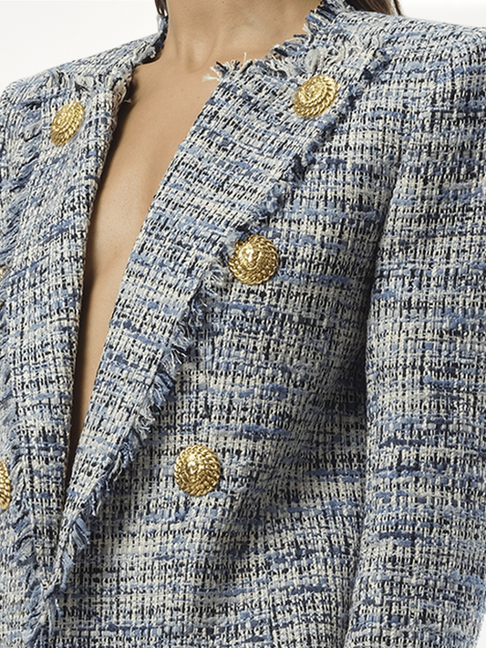 Side To Side Tweed Spencer Jacket in Blue