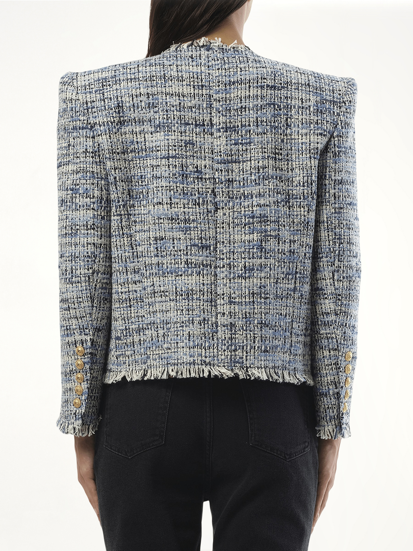 Side To Side Tweed Spencer Jacket in Blue