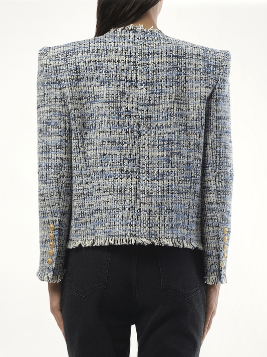 Side To Side Tweed Spencer Jacket in Blue
