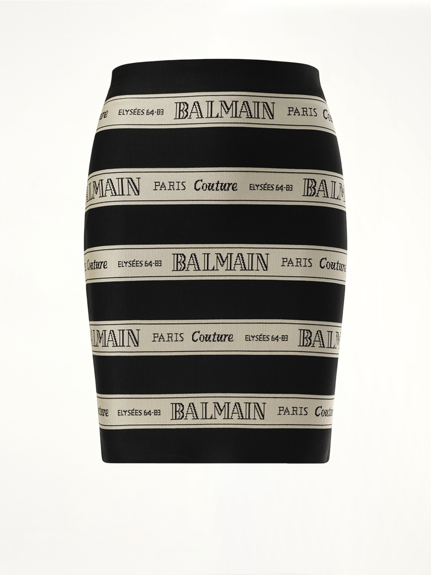 Striped Balmain Jacquard Short Skirt in Black/Beige