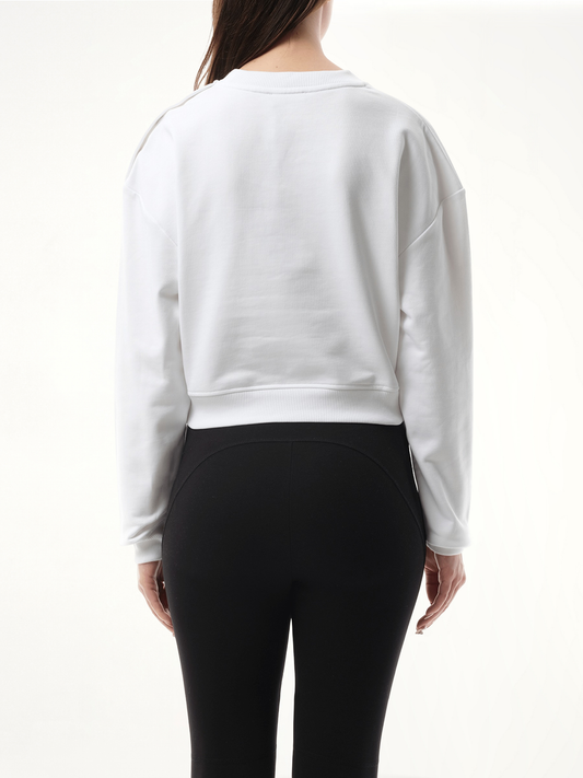 3 Button Balmain Printed Sweatshirt in White/Black