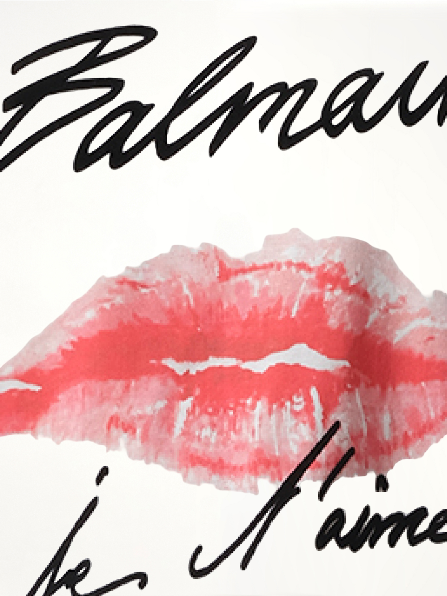 Balmain Kiss Print T-Shirt in White/Black/Red