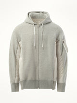 Sacai Sponge Sweat Nylon Twill Zip Hoodie in Light Gray