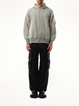 Sacai Sponge Sweat Nylon Twill Zip Hoodie in Light Gray