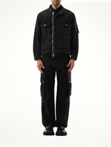 Denim Nylon Double Jacket in Black
