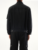 Denim Nylon Double Jacket in Black