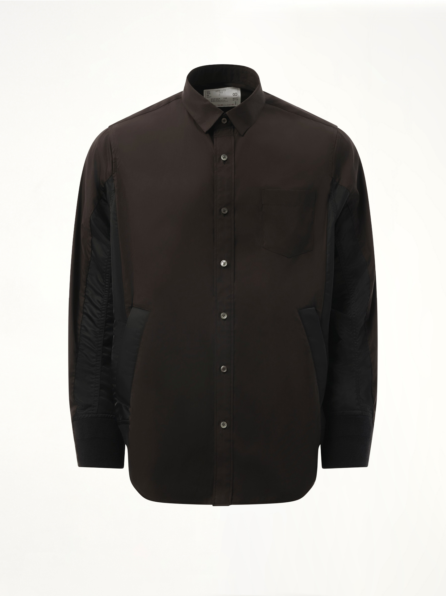 Cotton Poplin Nylon Shirt in Black