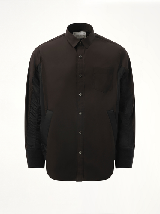 Cotton Poplin Nylon Shirt in Black