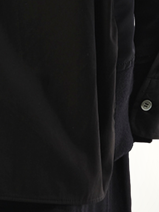 Cotton Poplin Nylon Shirt in Black