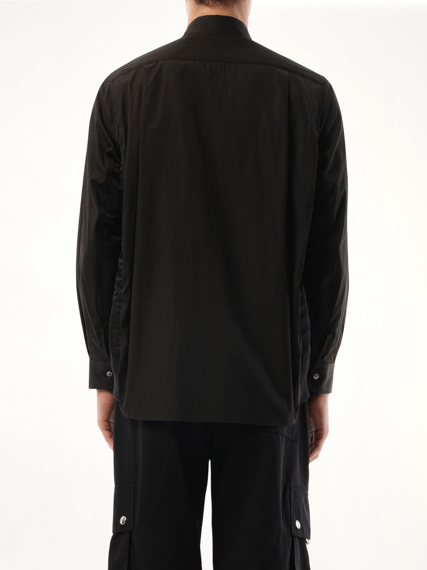 Cotton Poplin Nylon Shirt in Black