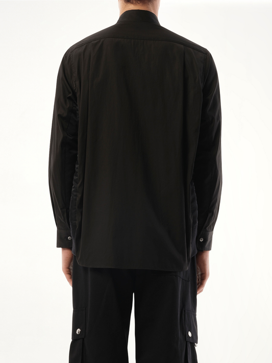 Cotton Poplin Nylon Shirt in Black