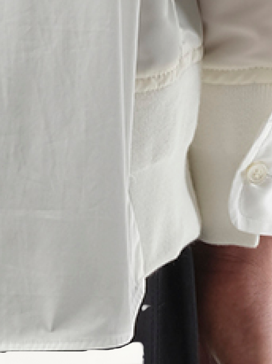 Cotton Poplin Nylon Shirt in Off White