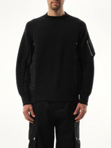 Sacai Sponge Sweat Nylon Twill Sweatshirt in Black