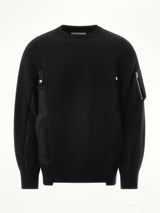 Sacai Sponge Sweat Nylon Twill Sweatshirt in Black