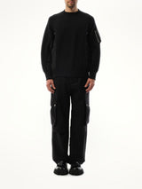 Sacai Sponge Sweat Nylon Twill Sweatshirt in Black