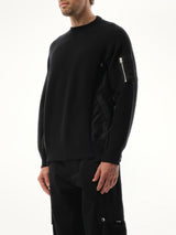 Sacai Sponge Sweat Nylon Twill Sweatshirt in Black