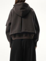 Sacai Sponge Sweat x Nylon Twill Zip Hoodie in Charcoal Gray