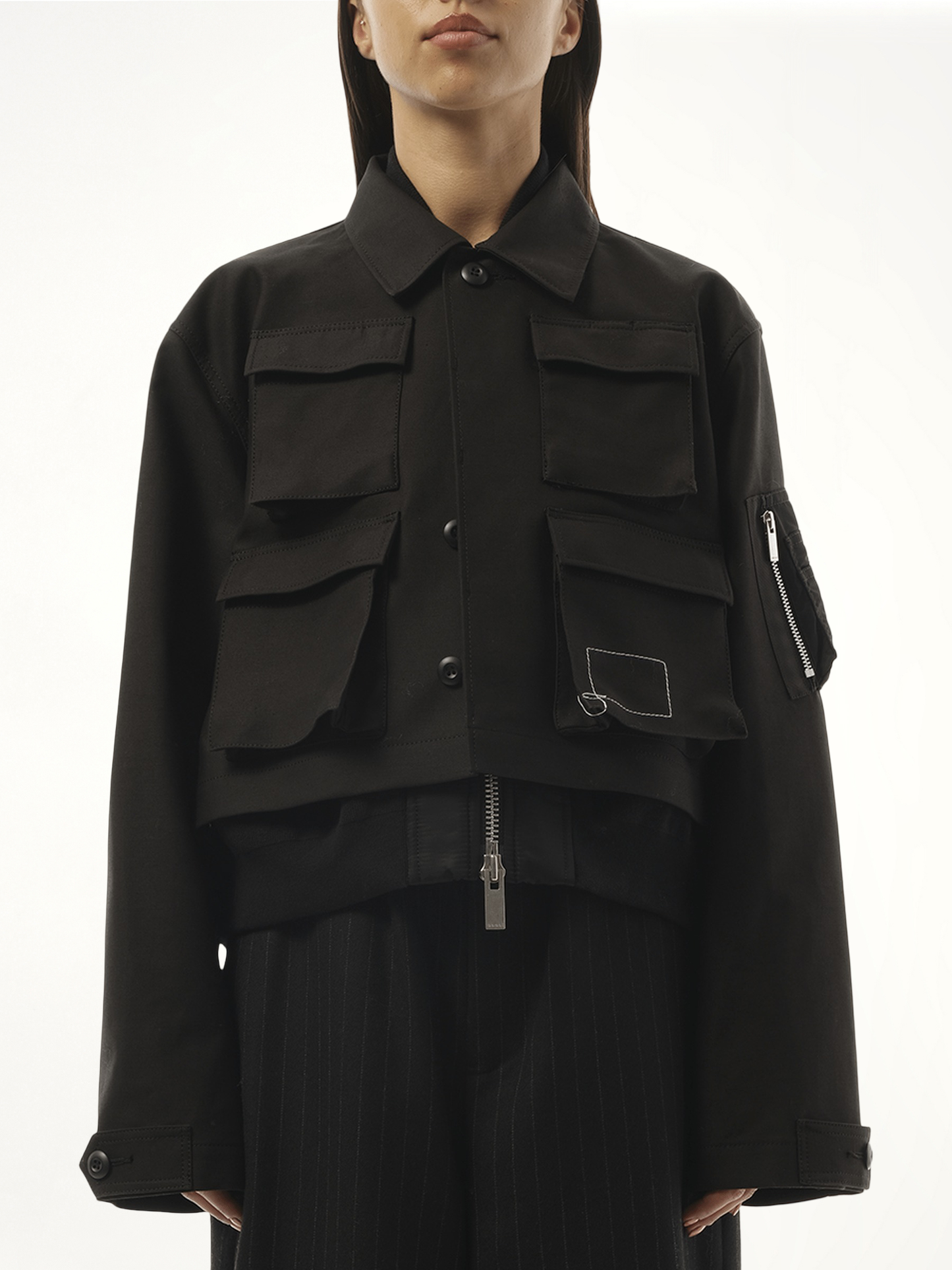 WTAPS Cotton Back Satin x Nylon Twill Jacket in Black