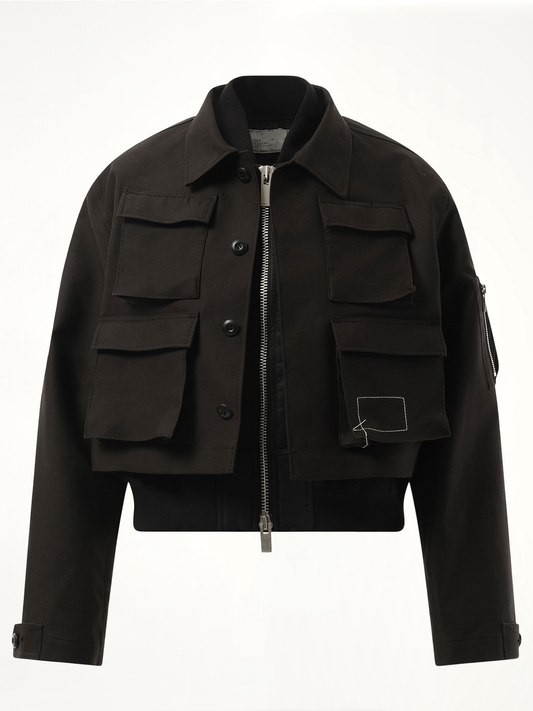 WTAPS Cotton Back Satin x Nylon Twill Jacket in Black