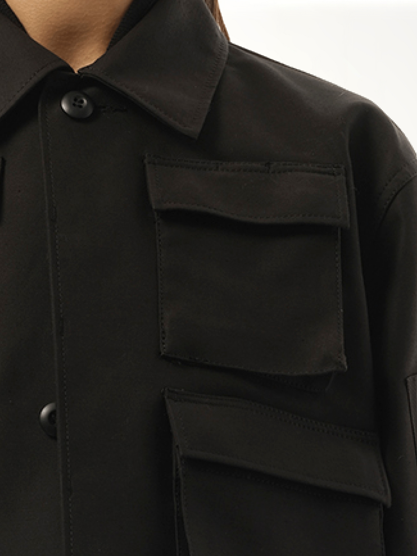 WTAPS Cotton Back Satin x Nylon Twill Jacket in Black