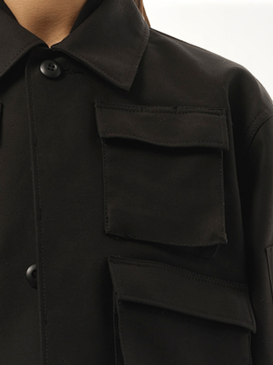 WTAPS Cotton Back Satin x Nylon Twill Jacket in Black