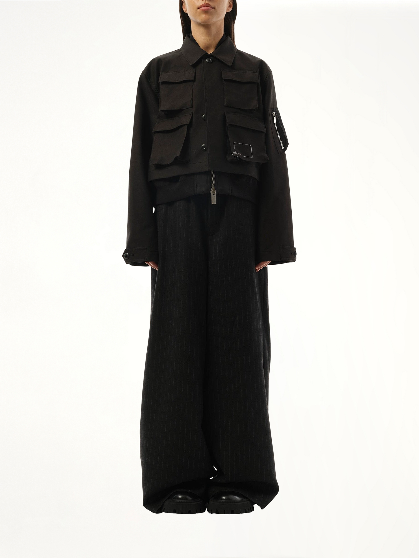 WTAPS Cotton Back Satin x Nylon Twill Jacket in Black