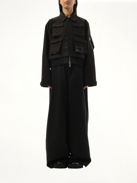 WTAPS Cotton Back Satin x Nylon Twill Jacket in Black