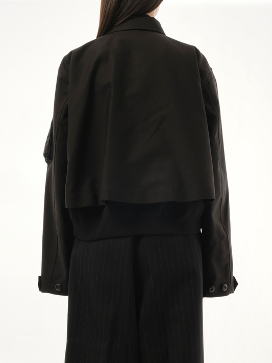 WTAPS Cotton Back Satin x Nylon Twill Jacket in Black