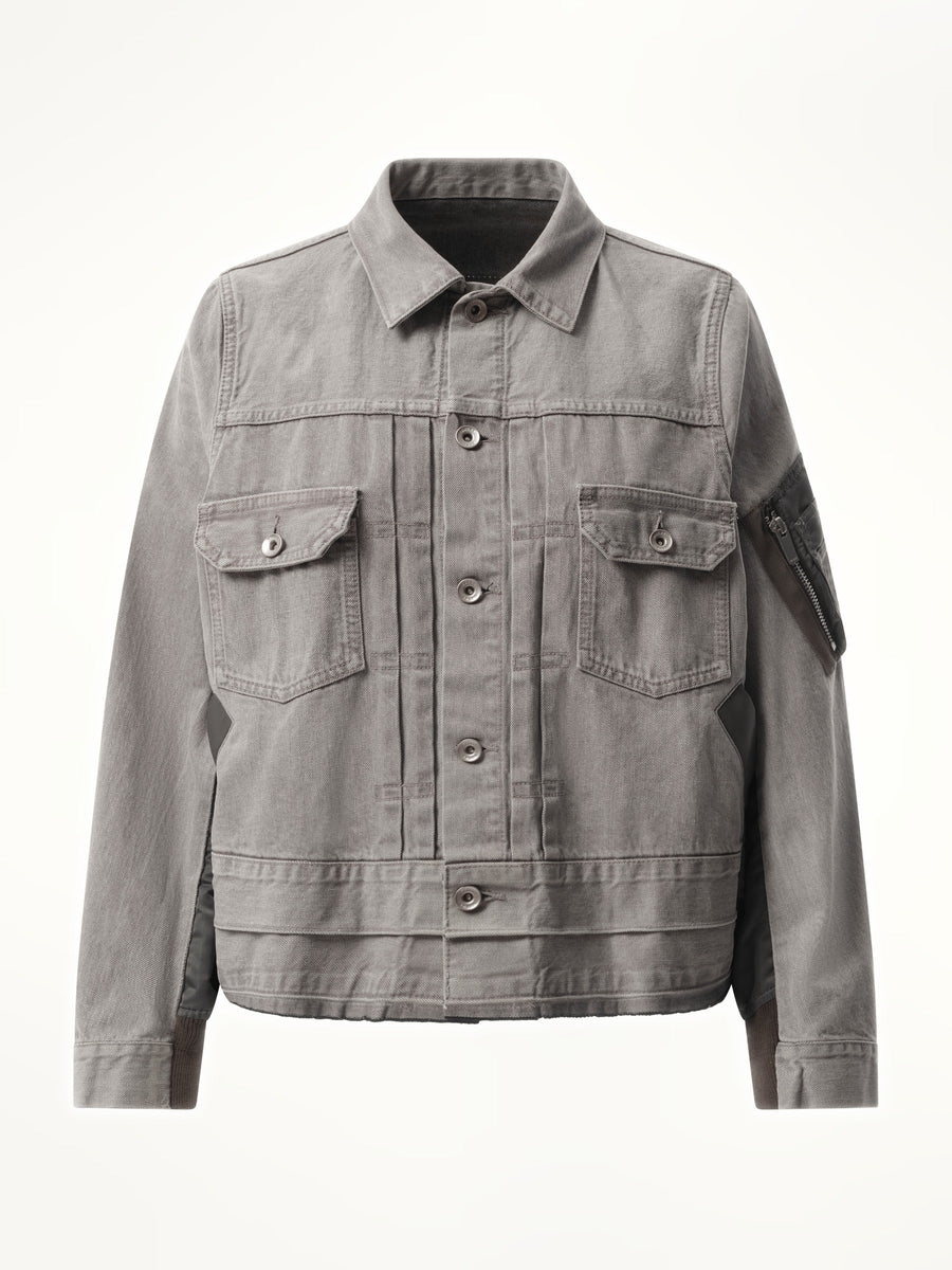 Sacai Denim x Nylon Twill Jacket in Gray