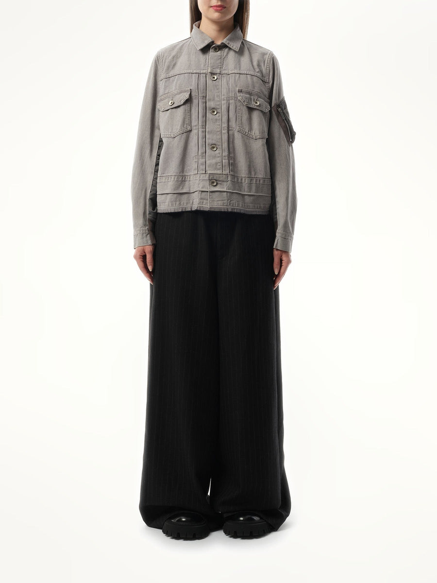 Sacai Denim x Nylon Twill Jacket in Gray