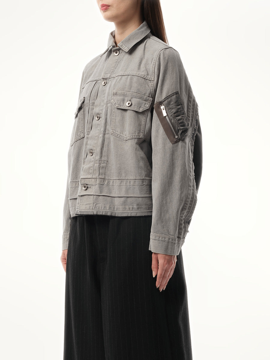 Sacai Denim x Nylon Twill Jacket in Gray