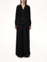 Sacai Cotton Knit x Cotton Poplin Cardigan in Black