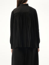 Sacai Cotton Knit x Cotton Poplin Cardigan in Black