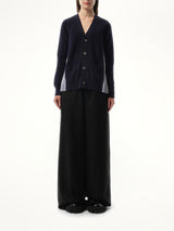 Sacai Cotton Knit x Cotton Poplin Cardigan in Navy