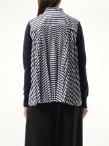 Sacai Cotton Knit x Cotton Poplin Cardigan in Navy