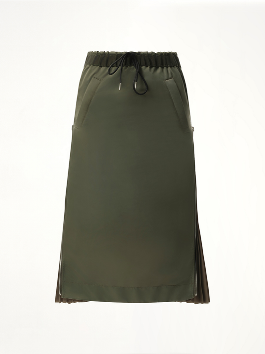 Nylon Twill Skirt in Khaki